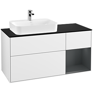 Villeroy and Boch Finion Villeroy and Boch Finion G402HGGF 120cm, cover plate black matt, Emotion, shelf on the right Midnight Blue Matt Lacquer , Glossy white lacquer