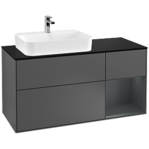 Villeroy et Boch Finion Villeroy et Boch G402HGGK 120cm, plaque de finition noir mat, Emotion, étagère à droite Midnight Blue Matt Lacquer , Anthracite mat