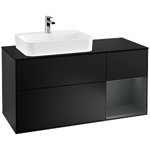 Villeroy und Boch Finion Waschtischunterschrank G402HGPD 120cm, Abdeckplatte black matt, Emotion, Regal rechts Midnight Blue Matt Lacquer, Black matt lacquer