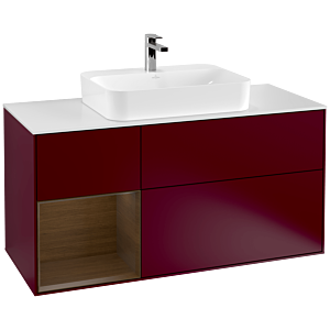 Villeroy and Boch Finion Villeroy and Boch Finion G411GNHB 120cm, cover plate matt white, emotion, shelf left Peony Matt veneer, Peony Matt