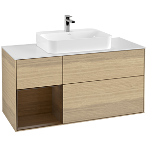 Villeroy and Boch Finion Villeroy and Boch Finion G411GNPC 120cm, cover plate matt white, emotion, shelf left Oak Veneer veneer, Oak Veneer