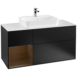 Villeroy and Boch Finion Villeroy and Boch Finion G411GNPD 120cm, cover plate white matt, Emotion, shelf left Walnut veneer, black matt lacquer