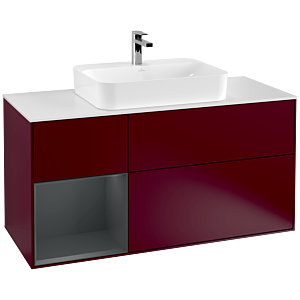 Villeroy and Boch Finion Villeroy and Boch Finion G411HGHB 120cm, cover plate matt white, emotion, shelf on the left Midnight Blue Matt Lacquer , Peony Matt