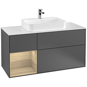 Villeroy and Boch Finion Villeroy and Boch Finion G411PCGK 120cm, cover plate matt white, Emotion, shelf on the left Oak Veneer , anthracite matt