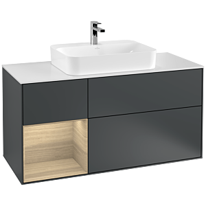 Villeroy and Boch Finion Villeroy and Boch Finion G411PCHG 120cm, cover plate matt white, Emotion, shelf on the left Oak Veneer , Midnight Blue Matt Lacquer