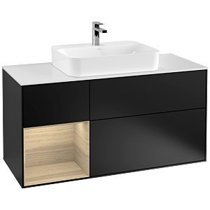 Villeroy and Boch Finion Villeroy and Boch Finion G411PCPD 120cm, cover plate white matt, Emotion, shelf on the left Oak Veneer , black matt lacquer