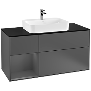 Villeroy et Boch Finion Villeroy et Boch G412GKGK 120cm, plaque de finition noir mat, Emotion, étagère gauche Anthracite mat, Anthracite mat