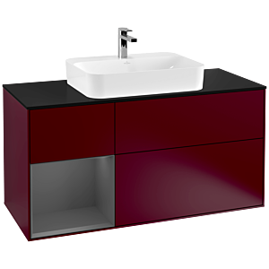 Villeroy et Boch Finion Villeroy et Boch G412GKHB 120cm, plaque de finition noir mat, Emotion, étagère gauche Anthracite mat, Peony Matt