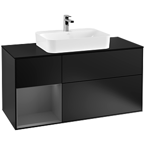 Villeroy and Boch Finion Villeroy and Boch Finion G412GKPD 120cm, cover plate black matt, Emotion, shelf left Anthracite matt, Black matt lacquer