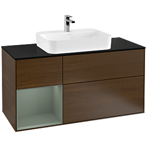 Villeroy and Boch Finion Villeroy and Boch Finion G412GMGN 120cm, cover plate black matt, emotion, shelf on the left Olive Matt Lacquer , Olive Matt Lacquer veneer