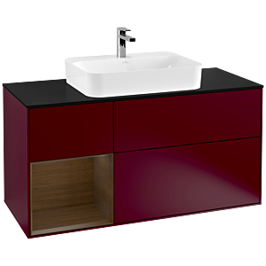 Villeroy and Boch Finion Villeroy and Boch Finion G412GNHB 120cm, cover plate black matt, Emotion, shelf left Walnut veneer, Peony Matt