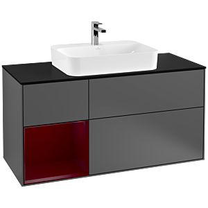 Villeroy and Boch Finion Villeroy and Boch Finion G412HBGK 120cm, cover plate black matt, emotion, shelf on the left Peony , anthracite matt