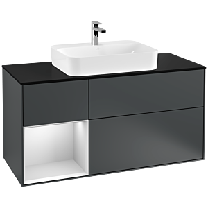 Villeroy and Boch Finion Villeroy and Boch Finion G412MTHG 120cm, cover plate black matt, Emotion, shelf left white matt lacquer, Midnight Blue Matt Lacquer