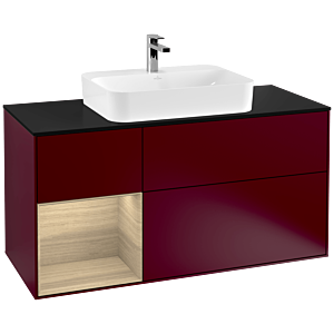 Villeroy et Boch Finion Villeroy et Boch G412PCHB 120cm, plaque de finition noir mat, Emotion, étagère à gauche Oak Veneer , Peony Matt