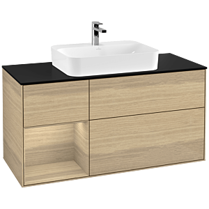 Villeroy et Boch Finion Villeroy et Boch G412PCPC 120cm, plaque de finition noir mat, Emotion, étagère à gauche Oak Veneer , Oak Veneer