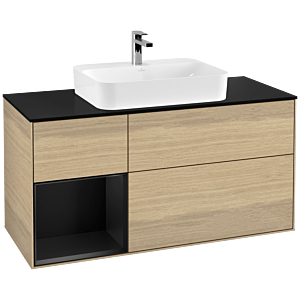 Villeroy and Boch Finion Villeroy and Boch Finion G412PDPC 120cm, cover plate black matt, Emotion, shelf left black matt lacquer, Oak Veneer