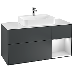 Villeroy et Boch Finion Villeroy et Boch G421MTHG 120cm, couvercle blanc mat, Emotion, étagère droite blanc mat, Midnight Blue Matt Lacquer