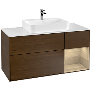Villeroy and Boch Finion Villeroy and Boch Finion G421PCGN 120cm, cover plate matt white, emotion, shelf on the right oak veneer, walnut veneer