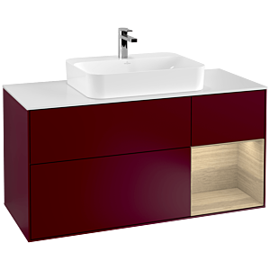 Villeroy et Boch Finion Villeroy et Boch G421PCHB 120cm, plaque de finition blanc mat, emotion, étagère droite placage Peony Matt , Peony Matt