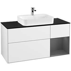 Villeroy and Boch Finion Villeroy and Boch Finion G422GKGF 120cm, cover plate black matt, Emotion, shelf on the right Anthracite matt, Glossy white lacquer