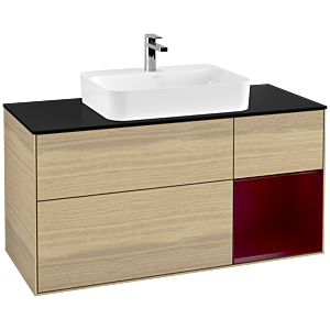 Villeroy and Boch Finion Villeroy and Boch Finion G422HBPC 120cm, cover plate black matt, Emotion, shelf on the right Peony matt, Oak Veneer