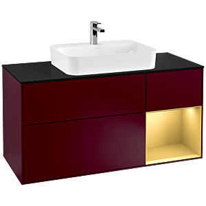 Villeroy and Boch Finion Villeroy and Boch Finion G422HFHB 120cm, cover plate black matt, Emotion, shelf on the right gold matt, Peony Matt