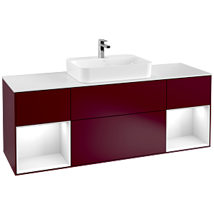 Villeroy and Boch Finion Villeroy and Boch Finion G451GFHB 160cm, cover plate matt white, Emotion, shelves Glossy white lacquer, Peony Matt