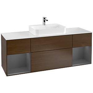 Villeroy and Boch Finion Villeroy and Boch Finion G451GKGN 160cm, cover plate matt white, Emotion, shelves anthracite matt lacquer, walnut veneer