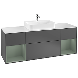 Villeroy and Boch Finion Villeroy and Boch Finion G451GMGK 160cm, cover plate white matt, Emotion, shelves olive matt lacquer, anthracite matt