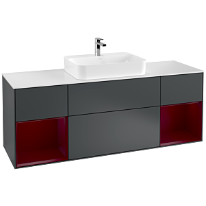 Villeroy et Boch Finion Villeroy et Boch G451HBHG 160cm, plaque de finition blanc mat, Emotion, étagères Peony laqué mat, Midnight Blue Matt Lacquer