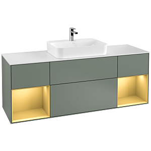 Villeroy and Boch Finion Villeroy and Boch Finion G451HFGM 160cm, cover plate white matt, Emotion, shelves gold matt lacquer, Olive Matt Lacquer