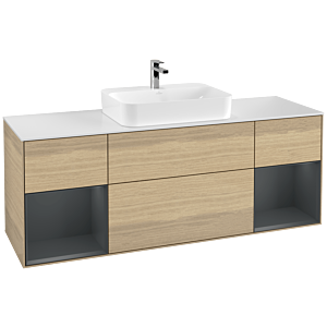 Villeroy et Boch Finion Villeroy et Boch G451HGPC 160cm, plaque de finition blanc mat, Emotion, étagères Laque mat minuit, Oak Veneer