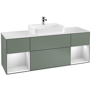 Villeroy and Boch Finion Villeroy and Boch Finion G451MTGM 160cm, cover plate matt white, Emotion, shelves matt white lacquer, Olive Matt Lacquer