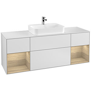 Villeroy et Boch Finion Villeroy et Boch G451PCMT 160cm, plaque de finition blanc mat, Emotion, étagères Oak Veneer , laqué blanc mat