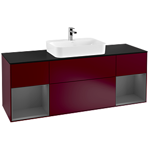 Villeroy et Boch Finion Villeroy et Boch G452GKHB 160cm, plaque de finition noir mat, Emotion, étagères laqué anthracite mat, Peony Matt