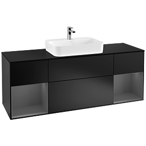 Villeroy et Boch Finion Villeroy et Boch G452GKPD 160cm, plaque de finition noir mat, Emotion, étagères Laque anthracite mate, Laque noire mate