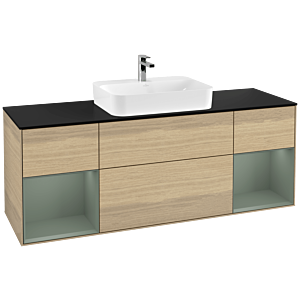 Villeroy and Boch Finion Villeroy and Boch Finion G452GMPC 160cm, cover plate black matt, Emotion, shelves olive matt lacquer, Oak Veneer