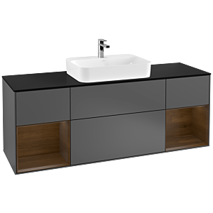 Villeroy et Boch Finion Villeroy et Boch G452GNGK 160cm, plaque de finition noir mat, Emotion, Étagères en placage noyer, Anthracite mat