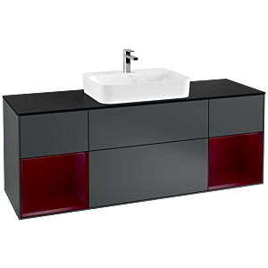 Villeroy et Boch Finion Villeroy et Boch G452HBHG 160cm, plaque de finition noir mat, Emotion, étagères Peony laqué mat, Midnight Blue Matt Lacquer