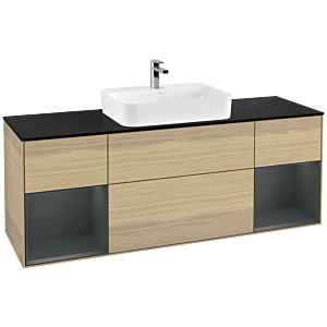 Villeroy and Boch Finion Villeroy and Boch Finion G452HGPC 160cm, cover plate black matt, Emotion, shelves Midnight matt lacquer, Oak Veneer