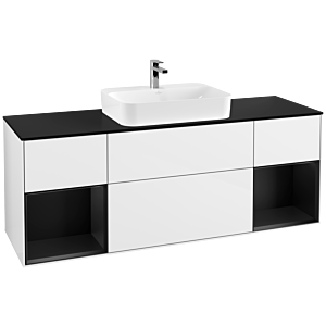 Villeroy and Boch Finion Villeroy and Boch Finion G452PDGF 160cm, cover plate black matt, Emotion, shelves Black matt lacquer, Glossy white lacquer