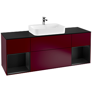 Villeroy et Boch Finion Villeroy et Boch G452PDHB 160cm, plaque de finition noir mat, Emotion, étagères laqué noir mat, Peony Matt