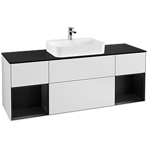 Villeroy et Boch Finion Villeroy et Boch G452PDMT 160cm, plaque de finition noir mat, Emotion, étagères Laque noire mate, Laque blanche mate