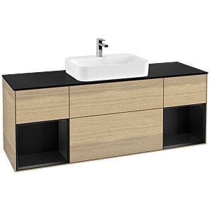 Villeroy et Boch Finion Villeroy et Boch G452PDPC 160cm, plaque de finition noir mat, Emotion, étagères laqué noir mat, Oak Veneer