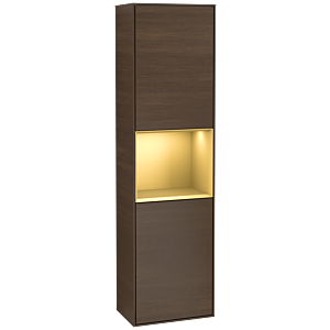 Villeroy and Boch Finion cabinet G460HFGN 41.8x151.6cm, left, emotion, shelf gold matt lacquer, walnut veneer
