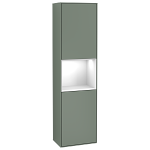 Villeroy and Boch Finion cabinet G470GFGM 41.8x151.6cm, right, emotion, shelf Glossy White Lacquer , Olive Matt Lacquer