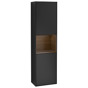 Villeroy et Boch armoire Finion G470GNPD 41.8x151.6cm, droite, émotion, étagère placage noyer, laqué noir mat