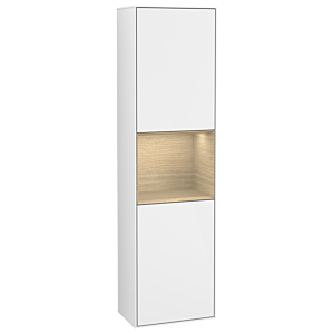 Villeroy und Boch Finion Hochschrank G470PCGF 41,8x151,6cm, rechts, Emotion, Regal Oak Venerr, Glossy white lacquer