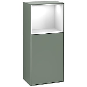 Villeroy et Boch Armoire latérale Finion G500GFGM 41.8x93.6cm, gauche, émotion, étagère au-dessus Glossy White , Olive Matt Lacquer