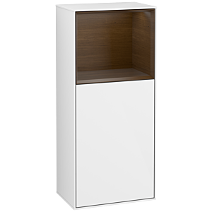Villeroy et Boch Finion armoire latérale G500GNGF 41.8x93.6cm, gauche, émotion, plateau en placage noyer, laqué blanc brillant